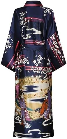DandyChic Women's Long Floral Satin Robes Imitation Silk Sleepwear Bridal Dressing Gown for Bridesmaid Nightgown