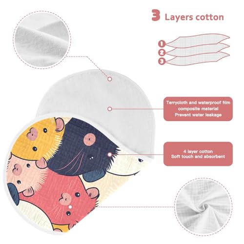 Bolaz Baby Burp Cloths 2 Pack,Colorful Guinea Pig Pattern,Feeding Cloths Face Towel Super Absorbent Soft Cotton Burping Rags Feeding Bibs4