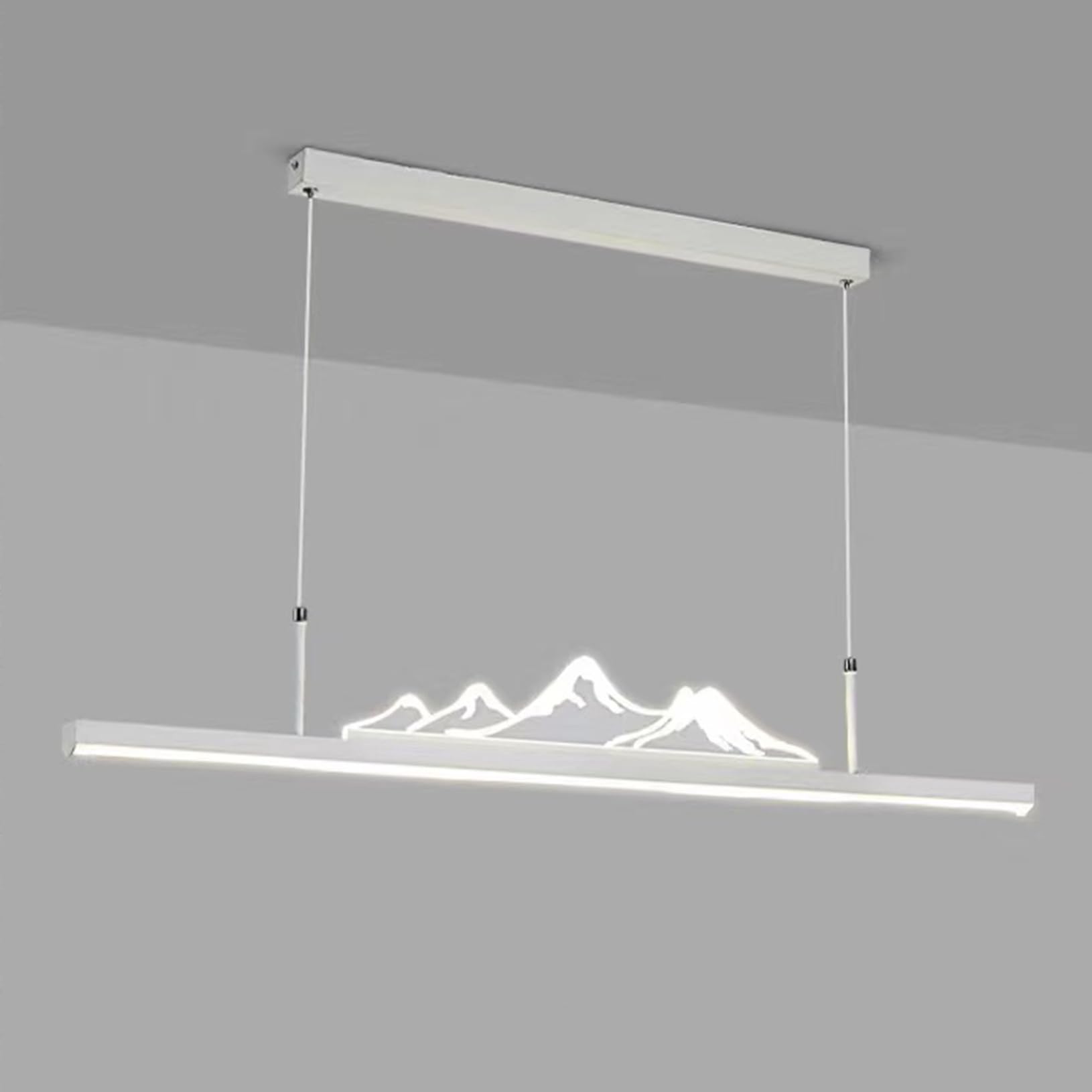 Modern LED Pendant Lamp Dining Table Dimmable Creative Fashion Pendant Lamp Dining Room Lamp Linear Design Pendant Lamp Office Chandelier with Remote Control Pendant Lamp Kitchens (White, L150cm)