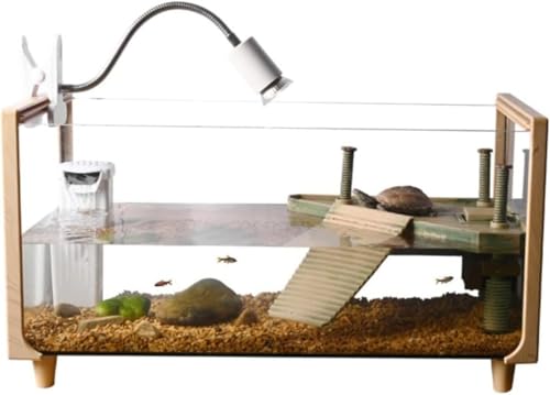 水槽 亀 大きい 透明360° 完全表示爬虫類繁殖ボックス リクガメ ケージ カメの生息地 飼育箱 リクガメ 高精細ガラス ガラス透明 軽量 両生飼育箱 亀ケージ 脱出防止 金魚用 魚用 用も可能 亀の楽園セット タイプ (A,60cm)