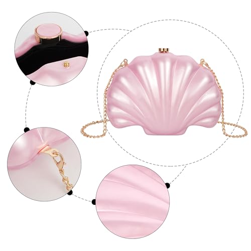 Image of Women Seashell Evening Bag Purse Mermaid Chain Strap Clutch Handbag Shoulder Bag | Seashell