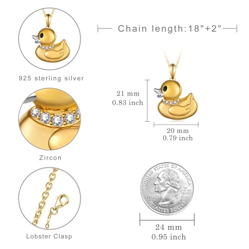 Duck Gifts 925 Sterling Silver Duck Pendant Necklace Animal Jewelry Gifts for Women4