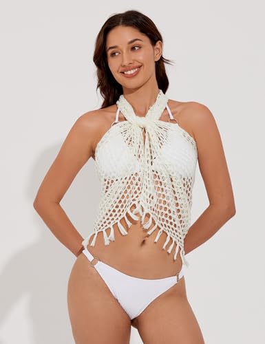 Women's Sarong Crochet Sarong Cover Up Short Bathing Suit Wrap Skirt with Tassels2