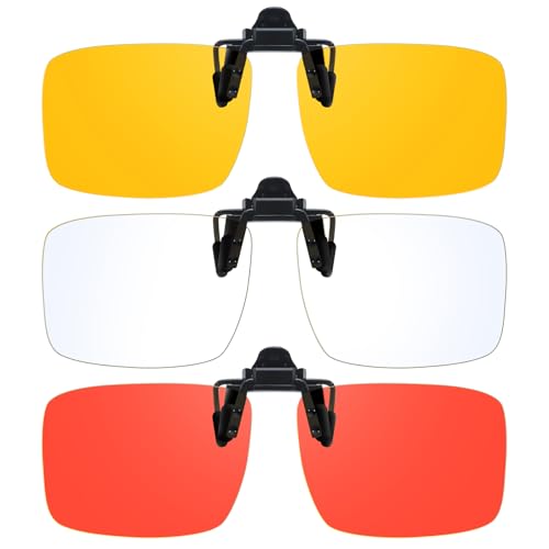 Image of VIEWBETTER 3 Pack Clip On Blue Light Blocking Glasses for Eyes Strain /Light-Sensitive Flip Up Computer Gaming Glasses