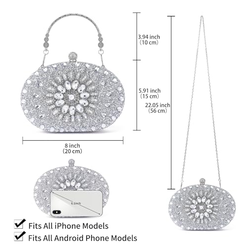 Image of Sparkly Women's Evening Clutch Purses Rhinestone Bag Luxury Handbags For Weddings Formal Prom Party