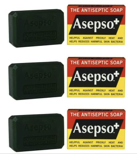 Antiseptic Soap 3 x 30g Travel Size Packs Asepso Prickly Heat Skin Bacteria Wash