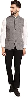 even Men's Grey Wool Herringbone Sleeveless Self-Design Waistcoat with welt pockets_NJR-STR818-GYW-picture-12