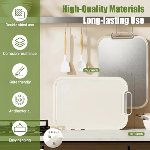 Image of Titanium Cutting Board for Kitchen Double Sided Pure Titanium Chopping Board, 100% Pure Titanium & Wheat Straw PP Food Grade Metal Cutting Board, Non-Slip Durable Easy to Clean (Large)