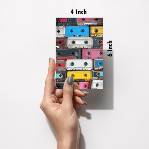 Image of SiddArtify Retro Cassette Tapes and Boomboxes Art Print Set - Set of 2-4x6 Inch - Board (Pack of 6) - Sticker (Pack of 6) Wall Room Decoration art Poster Prints