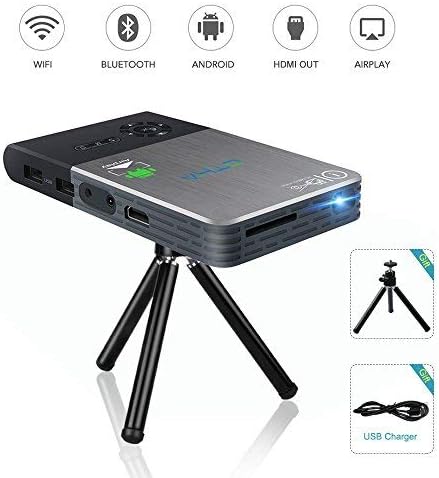 OTHA Smart Mini Projector, Android Portable LED Projectors Built in 5000mAh Battery, Wifi Wireless Home Cinema Support Keystone Correction (C2 8G)