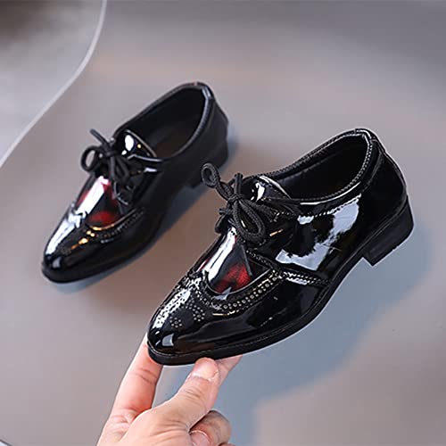 Children Sandals Summer And Autumn Fashion Boys Casual Leather Shoes Solid Color Lace Up Pointed Lace (Red, 4-4.5 Years)4