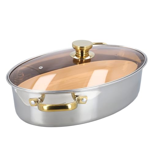 304 Stainless Steel Steamed Fish Pot, Heavy Duty Oval Fish Steam Pot with Ceramic Fish Plate,Rack and Clear Lid for Vegetable Steaming Soup Boiling, Compatible with All Cooktops 304 Stainless Steel Steamed Fish Pot, Heavy Duty Oval Fish Steam Pot with Ceramic Fish Plate,Rack and Clear Lid for Vegetable Steaming Soup Boiling, Compatible with All Cooktops