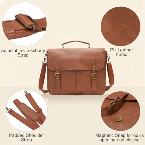 Bolso mensajero de cuero para hombre para laptop 15.6 pulgadas miniatura 7