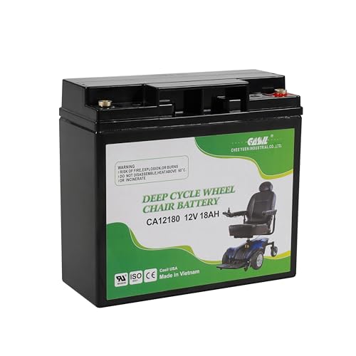 Casil 12V 18AH Deep Cycle Wheel Chair Battery Compatible with Pride Mobility Go-Go Elite Traveler Plus Wheelchair MKB ES17 12 Scooter Wheelchair, Internal Thread Terminal