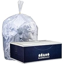 Plasticplace 12-16 Gallon Trash Bags 1.0 Mil Clear Tall Garbage Can Liners 24" x 31" 250 Case