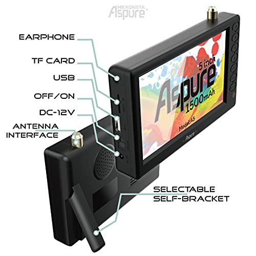 image for aspure Pocket 5 Inch Portable Digital ATSC TFT HD Screen Freeview LED 
