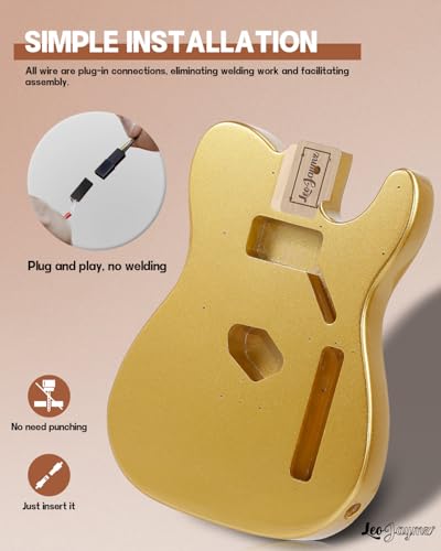 Image of Leo Jaymz DIY TL Style Electric Guitar Kits,Spray-painted Mahogany Body,Maple Neck, including all Components (TL Gold)