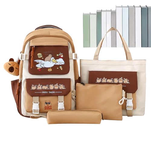Sac à dos Capybara grande capacité avec sa trousse assortie pour élèves