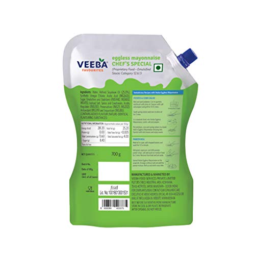 Veeba Eggless Mayonnaise (700 Grams) I Veg Mayonnaise I 100% Vegetarian Mayo I Extra Creamy and Delicious I Rich and Thick Texture I Dip, Spread and Dunk( Image May Vary )