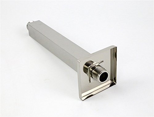 Weirun Bathroom 1/2" Npt All Brass 4-Inch Square Straight Shower Arm For Fixed Shower Head With Flange Ceiling Mount,Brushed Nickel #TOP4