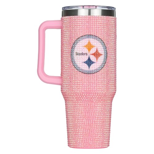 Image of The Memory Company Officially Licensed 40oz Pink Bling Game Day Tumbler, Pittsburgh Steelers