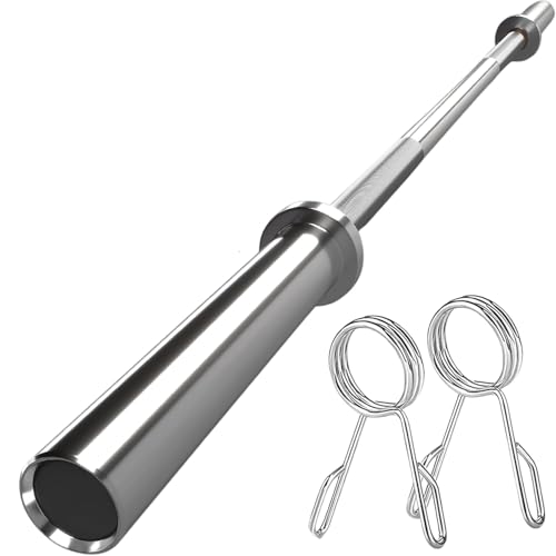 FK Sports Olympic Barbell Bar 2" 4Ft, 5Ft, 6Ft And 7Ft With 2 Collars, Chrome Finished Weight Lifting barbell Bars, Anti-Slip Hand Grip Barbell Gym Strength Training Fitness