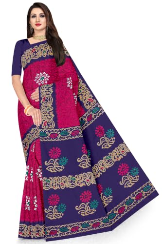 Image of TAMAIRA FASHION Mulmul Pure Cotton Saree For Woman Batik Printed |Office Wear Daily Wear Sarees For Women Without Blouse Piece