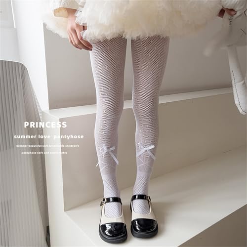 Tights, Mesh Hollow Leggings for Girl Bowknot Stretchy Stockings 3-12Y Girls Spring Sweet Pantyhose Kids Dress3
