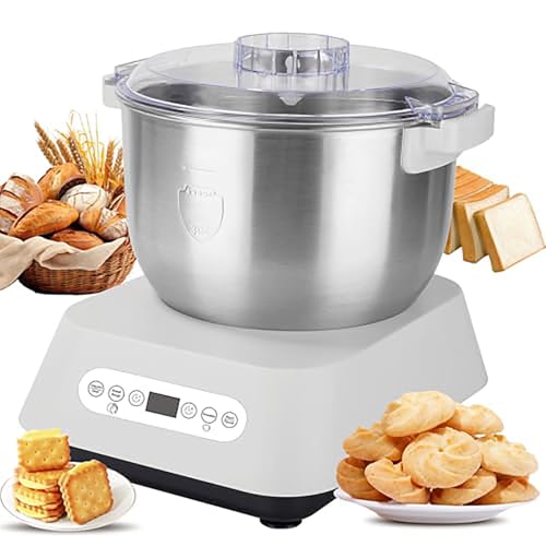 Amasadora Masa MultifuncióN para Chef, Batidora Pie Acero Inoxidable con FuncióN FermentacióN Y Temporizador Inteligente, Acero Inoxidable 304, para Hornear Pizza, Pan Y Tostadas,7L