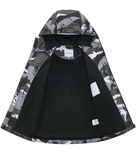 Image of Boys Girls Rain Jackets Waterproof Hooded Fleece Raincoats Lightweight Windbreakers for Kids