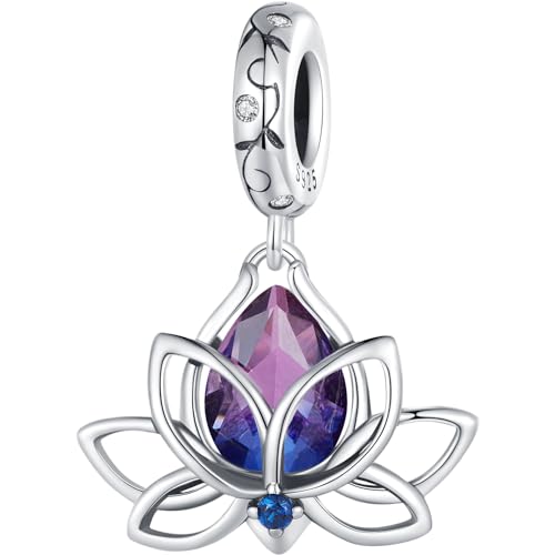 VOROCO 925 Sterling Silver Lotus Charm