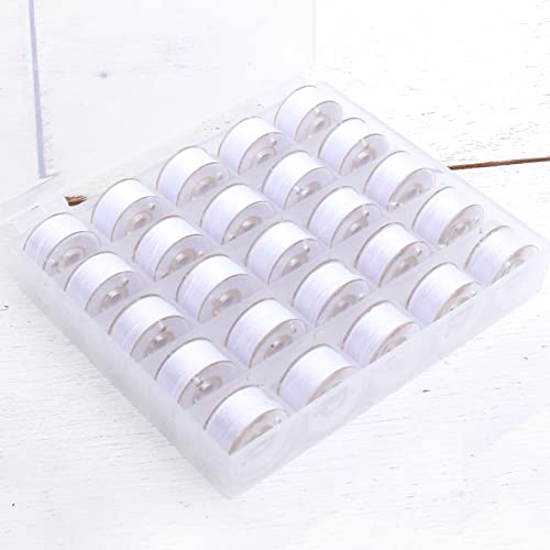ThreadArt 25 piezas bobinas preenhebradas hilo blanco miniatura 1