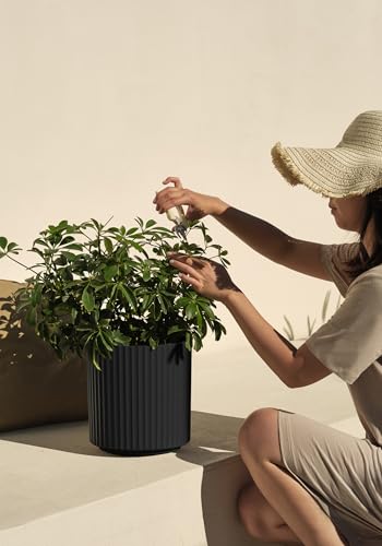 Image of Veradek Demi Series Round Planter for Porch, Patio, Backyard | Durable Plastic-Concrete Material | Modern Decor for Tall Plants, Flowers