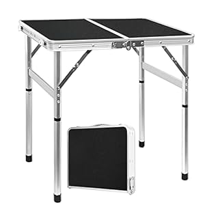 Small Folding Table 2ft Lightweight Camping Table Adjustable Height Portable Table Easy Set Up Beach Tables Collapsible Compact Folding Tables for Indoor Outdoor Picnic Party Hiking BBQ…
