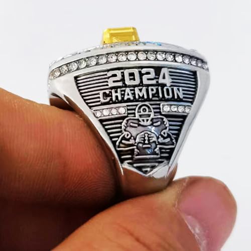 fantasy football ring 2024 heavy ffl champion ring  gold silver tone plated award trophy for fantasy football league winner