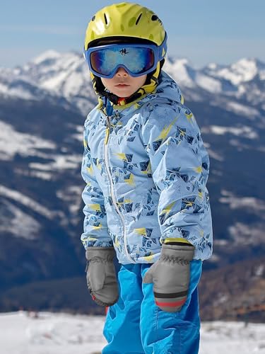 Image of SATINIOR 6 Pairs Kids Snow Mittens | Waterproof, Toddler Children Winter Gloves, Warm Cold Weather Ski MIttens, Cotton Plush Lining, Hook Design