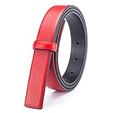 Vatee's Reversible Real Leather Replacement Belt Strap For Women without Buckle 1'/25mm Wide Adjustable 43' Long Red/Black