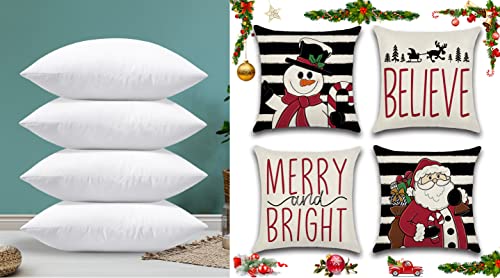 Sungeek 4er Set Weihnachten Kissenbezüge mit Kissen Füllung 45x45 cm,...