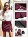 We1Fit Womens PU Leather Skirt High Waisted Stretchy Zipper Bodycon Mini Short Skirts with Shorts Wine Red