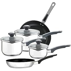 Sartenes Royal Prestige Prestige Set de Utensilios de Cocina de Acero Inoxidable, Color Negro y Plata