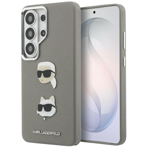 CG MOBILE Karl Lagerfeld Saffiano Coque en métal à double tête pour Samsung Galaxy S26 Ultra (argenté)