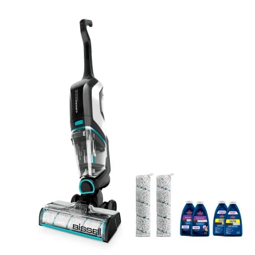 BISSELL, 2554A CrossWave Cordless Max All in One Wet-Dry Vacuum Cleaner and Mop for Hard Floors and Area Rugs, Black/Pearl White with Electric Blue Accents