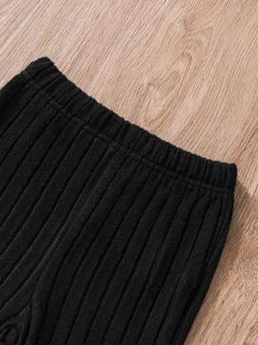 GORGLITTER Girl's 2 Piece Outfits Set Ribbed Knit Long Sleeve Hoodie Sweatshirt and Flare Pants4