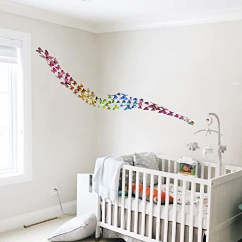 Ewong Butterfly Wall Decals - 60Pcs 3D Butterflies Home Decor-Stickers, Removable Mural Decoration For Girls Living Room Kids Bedroom Bathroom Baby Nursery, Waterproof Diy Crafts Art (5 Color) #TOP7