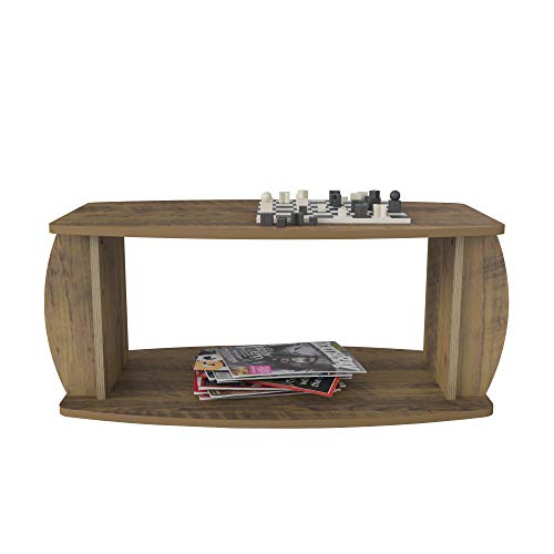 Mesa de Centro com detalhes laterais 100% MDF CARIBE cor Pinho - Artely, Marrom, Grande