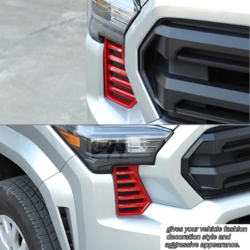 Image of Car Front Headlights Grille Vent Cover Trim Compatible With Toyota Tacoma 2024 2025 ABS Front Side Grill air inlet Vent Panel Cover Interior decoration accessories (Red)