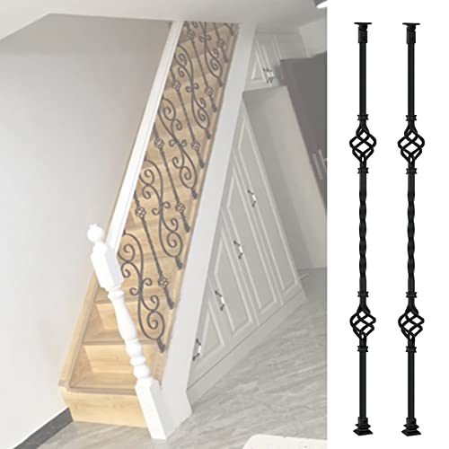 30in 40in 50in 60in Tall Balusters for Deck Railing/Staircase Interior, 2 Pack Deck Spindles Metal for Garden Porch Balcony Home Entrance Guardrails Spindles Post(Style-1-H 100cm/39.4 in)