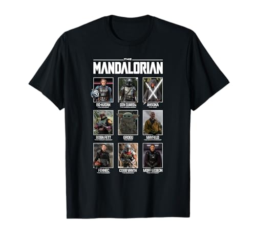 T-shirt Mandalorian Star Wars avec grille de personnages geek pour homme