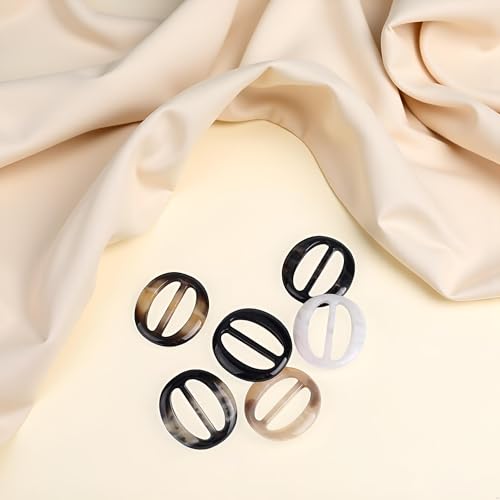 Image of 6 Pcs Color Random Scarf Clip Ring Scarf Clasp Slides T Shirt Clips Rings Oval Plastic Scarf Buckle Holder for Women Brooches and Pins Jewelry