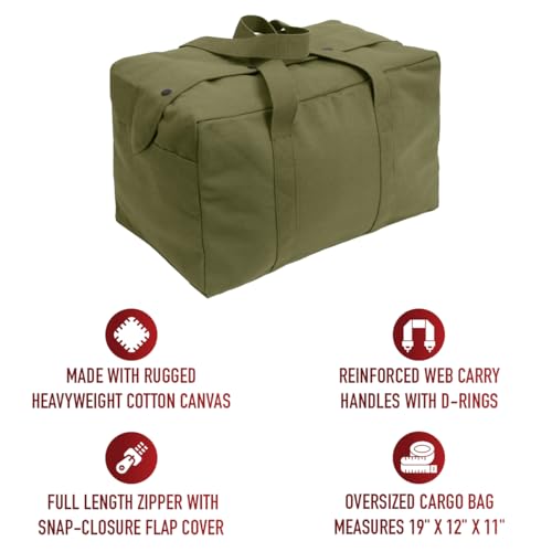 Rothco Small Canvas Parachute Cargo Bag – Rugged Outdoor Storage Travel Duffle